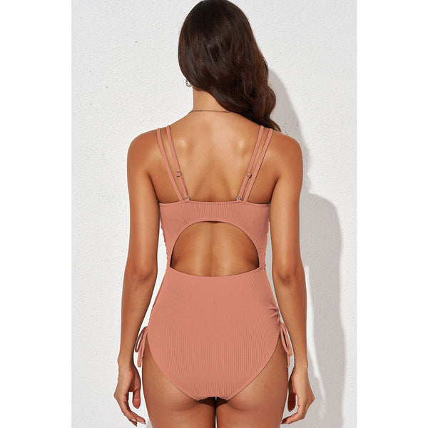 Tied Cutout Plunge One-Piece Swimsuit - Spicie's Boutique