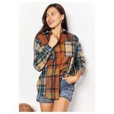 Double Take Plaid Curved Hem Shirt Jacket w/Breast Pockets - Spicie's Boutique