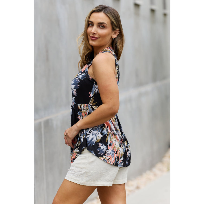 Floral Halter Top in Black - Spicie's Boutique