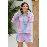 Tie-Dye Drawstring Hoodie/Shorts Set - Spicie's Boutique