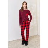 Plaid Round Neck Top and Pants Pajama Set - Spicie's Boutique