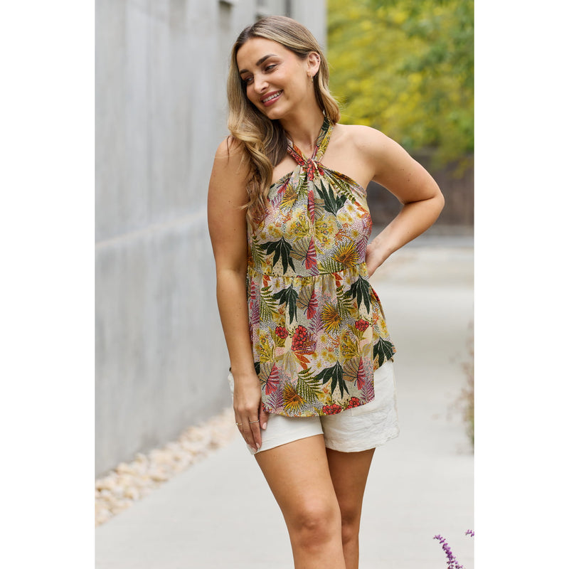 Floral Halter Top in Green - Spicie's Boutique