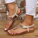 Beaded PU Leather Open Toe Sandals - Spicie's Boutique