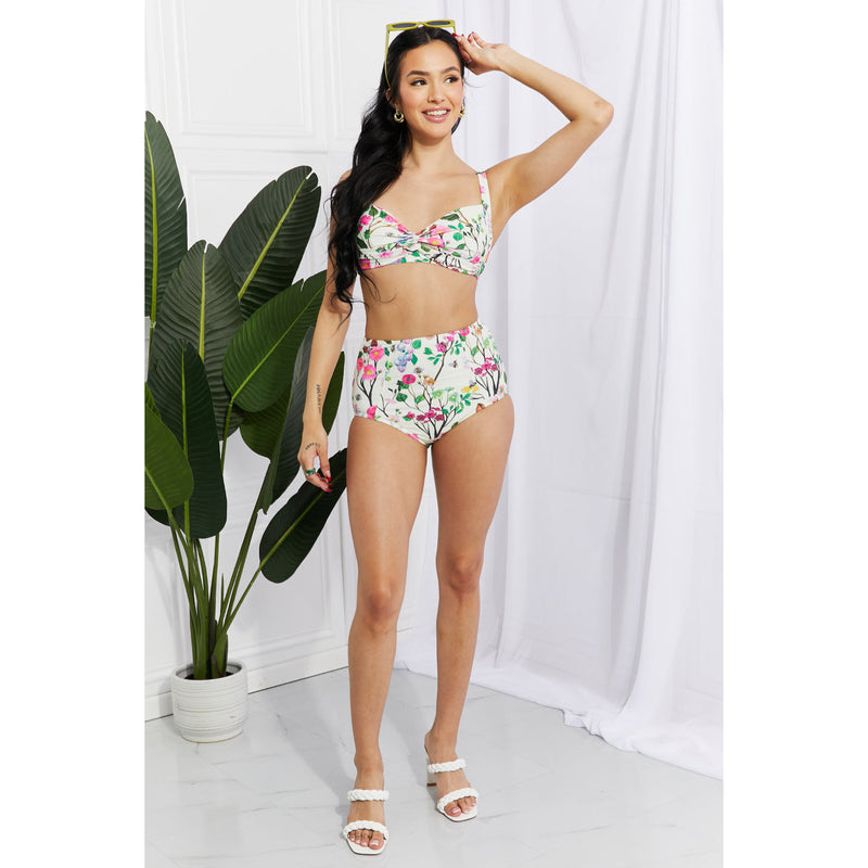 Marina West Swim Take A Dip Twist High-Rise Bikini in Cream - Spicie's Boutique