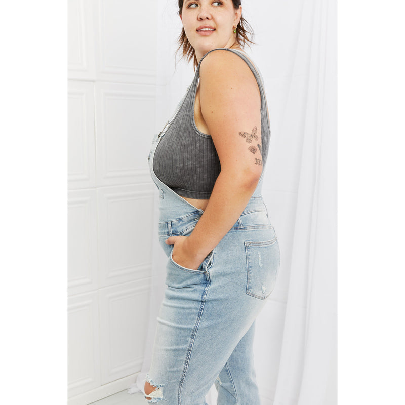 Melina Distressed Straight Leg Overalls - Spicie's Boutique