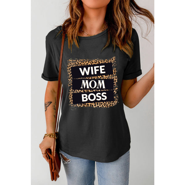 WIFE MOM BOSS Leopard Graphic Tee - Spicie's Boutique