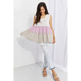 White Birch Full Size Watching the Sunset Color Block Babydoll Top - Spicie's Boutique