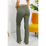 Zenana Clementine Full Size High-Rise Bootcut Jeans in Olive - Spicie's Boutique