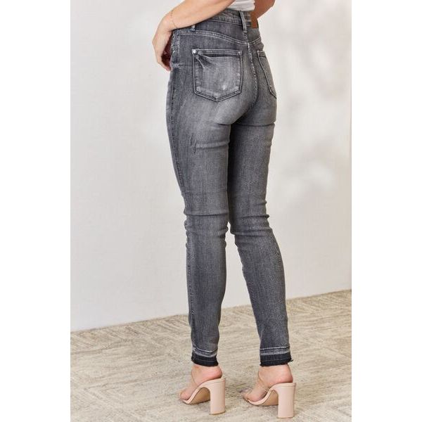 High Waist Tummy Control Release Hem Skinny Jeans - Spicie's Boutique