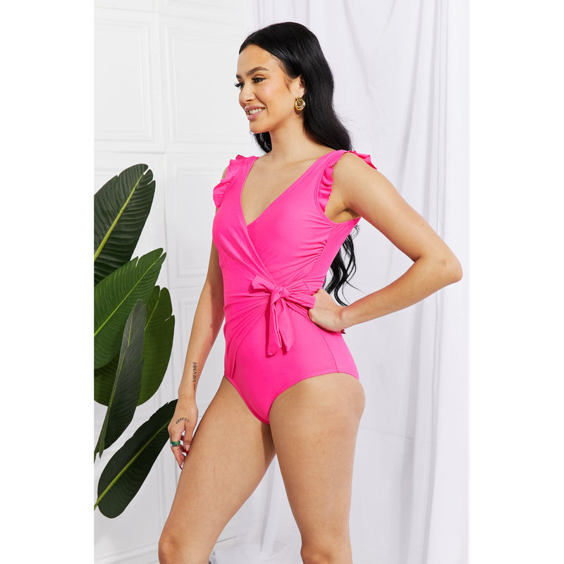 Float On Ruffle Faux Wrap One-Piece- Pink - Spicie's Boutique