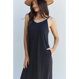 Good Energy Cami Side Slit Maxi Dress- Black - Spicie's Boutique