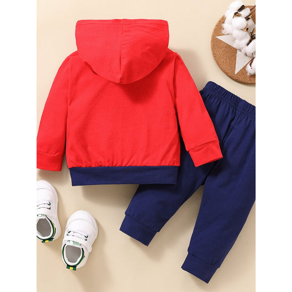 Baby Color Block Graphic Hoodie and Joggers Set