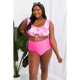 Marina West Swim Sanibel Crop Swim Top and Ruched Bottoms Set in Pink - Spicie's Boutique