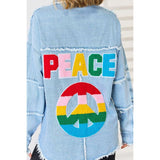 PEACE Raw Hem Dropped Shoulder Denim Top - Spicie's Boutique