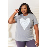 Simply Love Heart Graphic Cuffed Short Sleeve T-Shirt - Spicie's Boutique