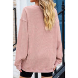 Heart Round Neck Dropped Shoulder Sweatshirt - Spicie's Boutique