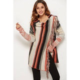 Striped Tassel Detail One-Button Cardigan