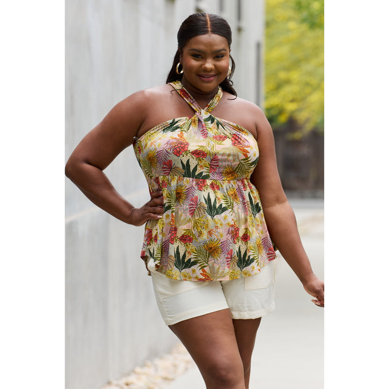 Floral Halter Top in Green - Spicie's Boutique