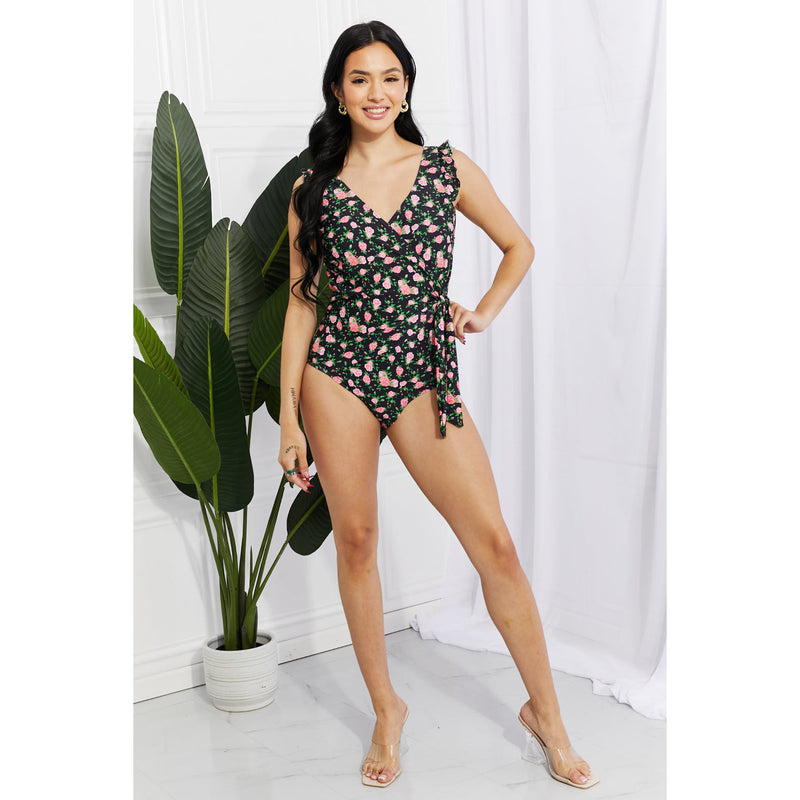 Marina West Swim Full Size Float On Ruffle Faux Wrap One-Piece in Floral - Spicie's Boutique