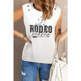 JUST A RODEO MAMA Graphic Distressed Tank - Spicie's Boutique