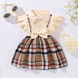 Baby Girl Plaid Collared Bow Detail Dress - Spicie's Boutique