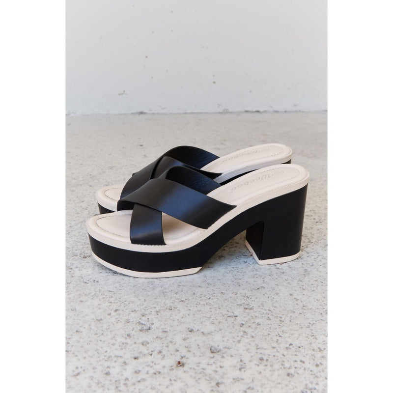Cherish The Moments Contrast Platform Sandals- Black - Spicie's Boutique
