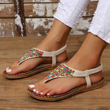 Beaded PU Leather Open Toe Sandals - Spicie's Boutique