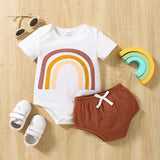 Round Neck Rainbow Shape Bodysuit and Shorts Set - Spicie's Boutique