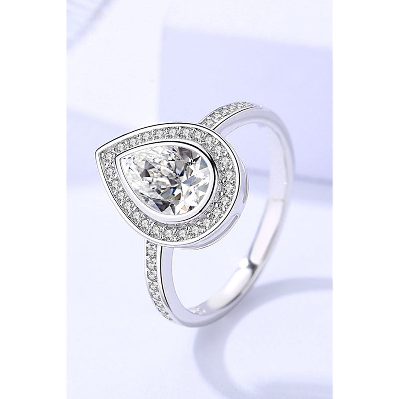 925 Sterling Silver Teardrop Moissanite Ring