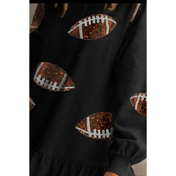 Football Sequin Round Neck Dropped Shoulder Mini Dress - Spicie's Boutique