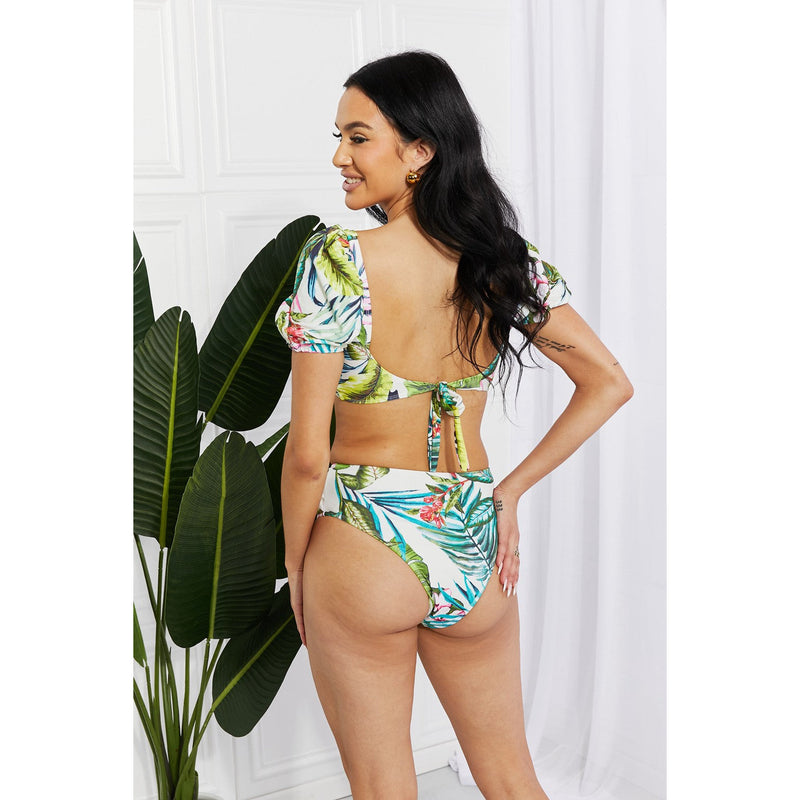Marina West Swim Vacay Ready Puff Sleeve Bikini in Floral - Spicie's Boutique