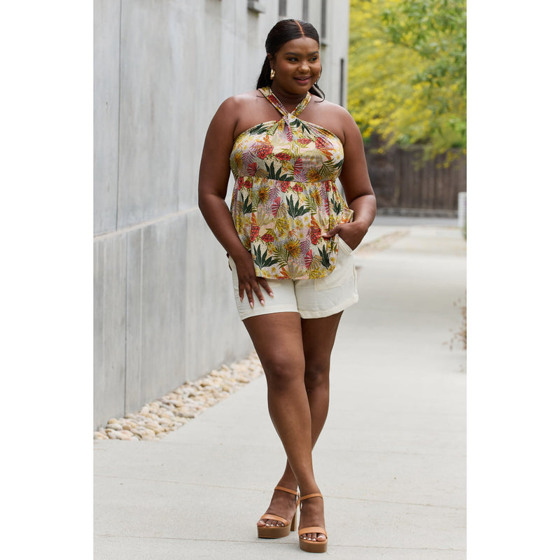 Floral Halter Top in Green - Spicie's Boutique