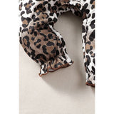 Leopard Bow Round Neck Long Sleeve Jumpsuit - Spicie's Boutique