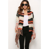 Striped Tassel Detail One-Button Cardigan