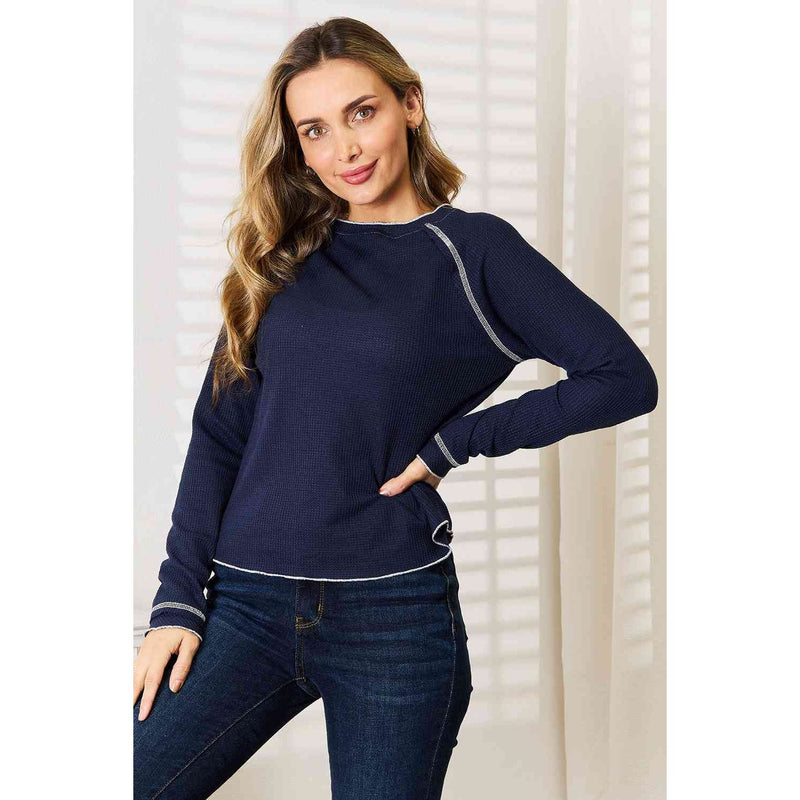 Basic Bae Long Raglan Sleeve Round Neck Top - Spicie's Boutique