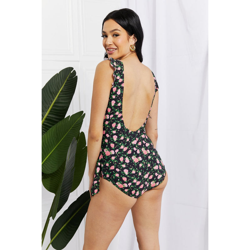 Marina West Swim Full Size Float On Ruffle Faux Wrap One-Piece in Floral - Spicie's Boutique