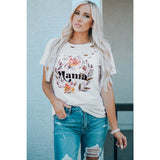 MAMA Floral Graphic Distressed Tee - Spicie's Boutique