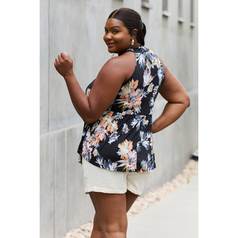 Floral Halter Top in Black - Spicie's Boutique