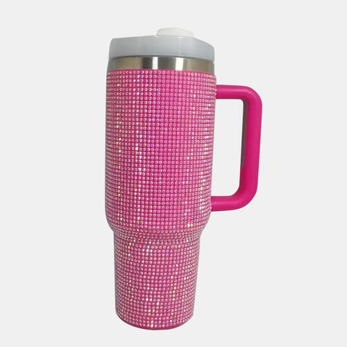 Rhinestone Stainless Steel Tumbler with Straw - Spicie's Boutique