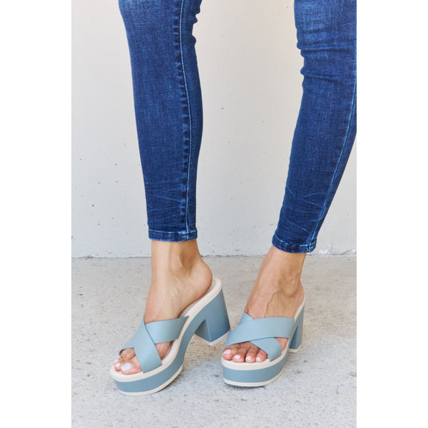 Cherish The Moments Contrast Platform Sandals- Misty Blue - Spicie's Boutique