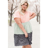 Plus Size Ditsy Floral Color Block Shift Dress - Spicie's Boutique