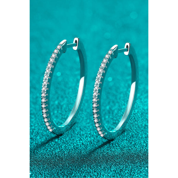 Rhodium-Plated Moissanite Hoop Earrings