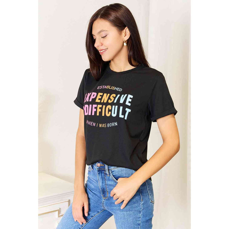 Simply Love Slogan Graphic Cuffed Sleeve T-Shirt - Spicie's Boutique