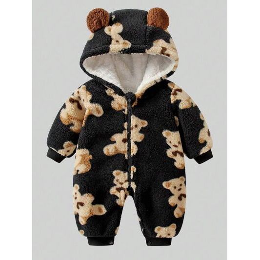 Bear Zip Up Long Sleeve Hooded Jumpsuit - Spicie's Boutique