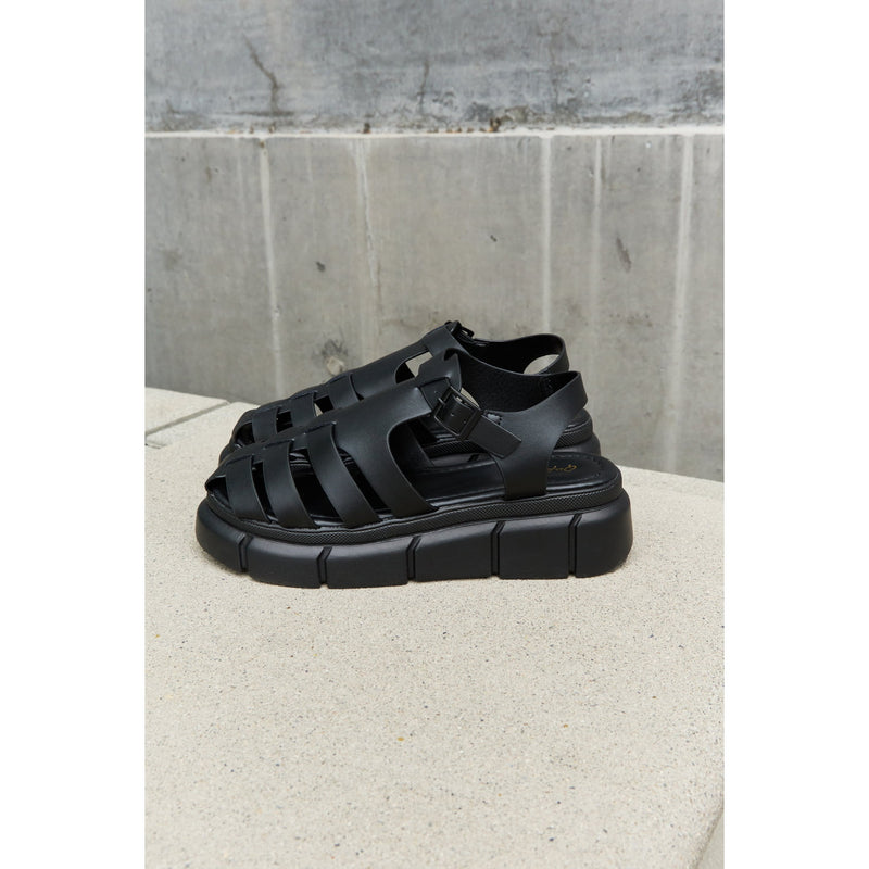 Qupid Platform Cage Stap Sandal in Black - Spicie's Boutique