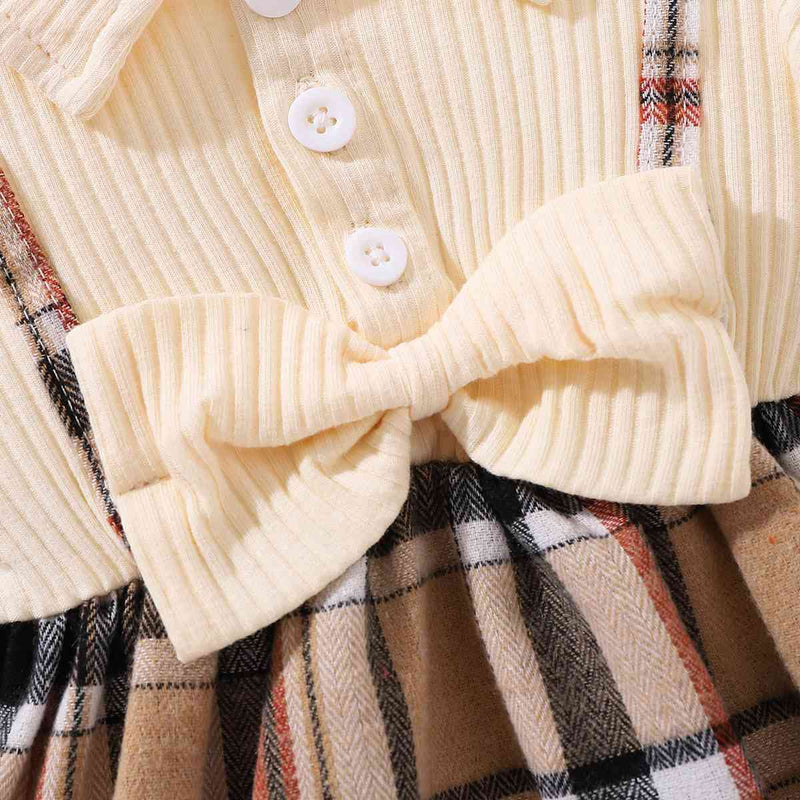 Baby Girl Plaid Collared Bow Detail Dress - Spicie's Boutique