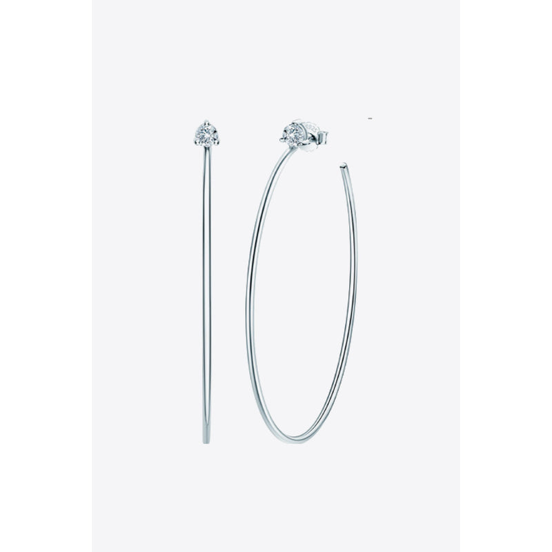 925 Sterling Silver Moissanite Hoop Earrings