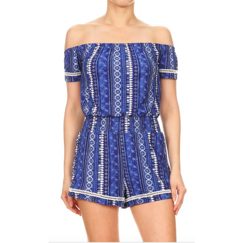 Aztec Print Off Romper - Spicie's Boutique