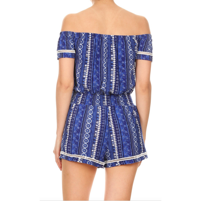 Aztec Print Off Romper - Spicie's Boutique