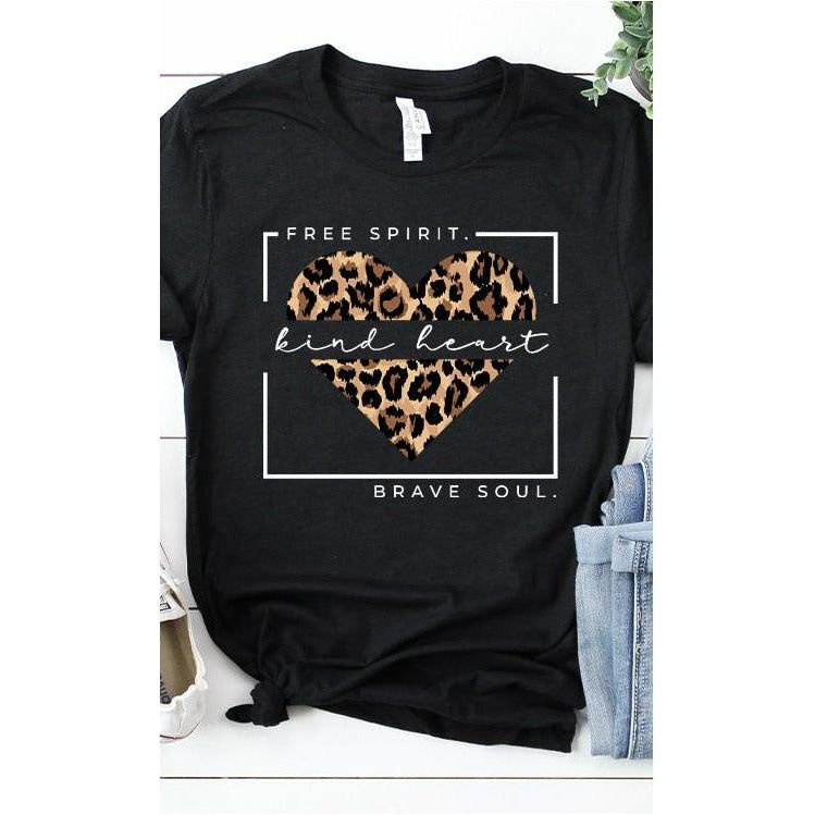 Leopard "Kind Heart" Graphic Tee - Spicie's Boutique